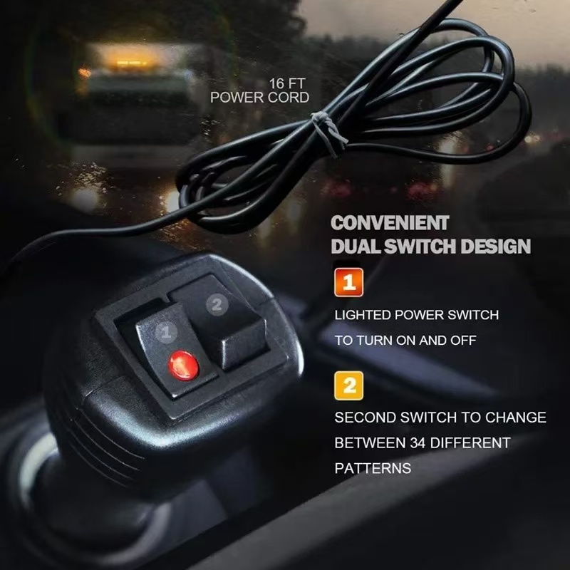 Automotive LED flashing lights, warning lights, magnetic attraction, 4-sided alarm lights, stroboscopic flashing obstacle lights, export version Application Scenario