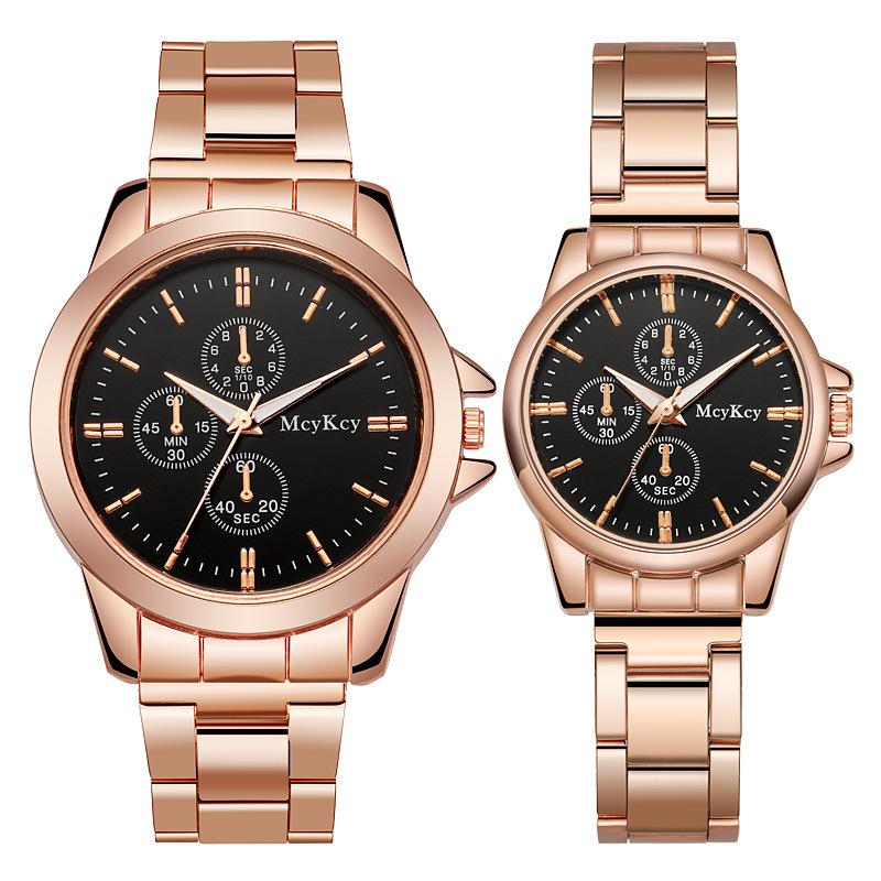 New Three-Eye Non-Mechanical Couple Watch Men's Watch Women's Simple Steel Belt Watch Men's and Women's Couple Watch Wholesale