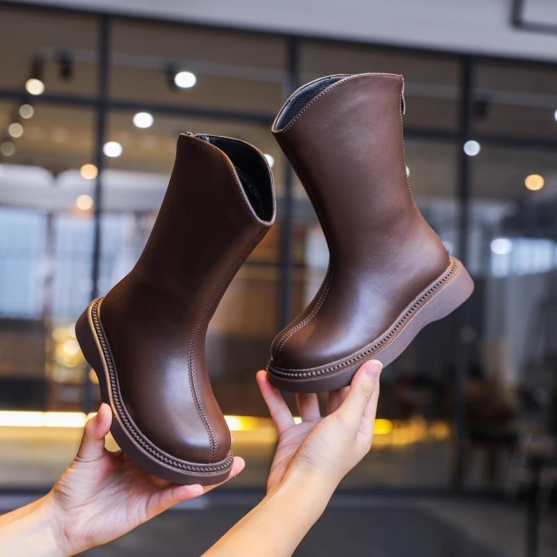 children's long boots autumn and winter soft leather baby toddler princess leather boots little girl high leg boot soft bottom girls' boots