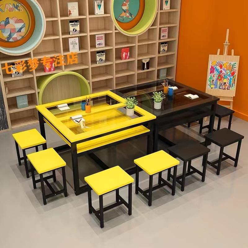 children's art table studio table child drawing handmade table kindergarten primary school table calligraphy table tempered glass