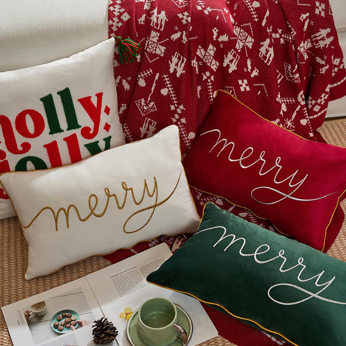cross-border new arrival merry christmas christmas pillow cover amazon festival decorative back cushion cover living room full figure