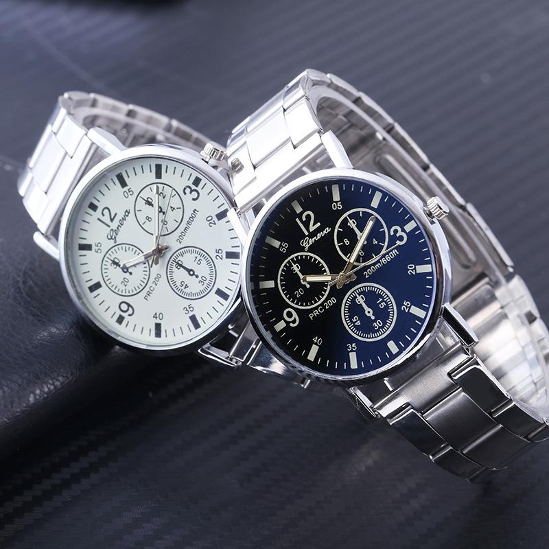 Geneva Blu-ray Couple Steel Watch Women's Alloy Steel Belt Men's and Women's Watch Gift Watch Wholesale