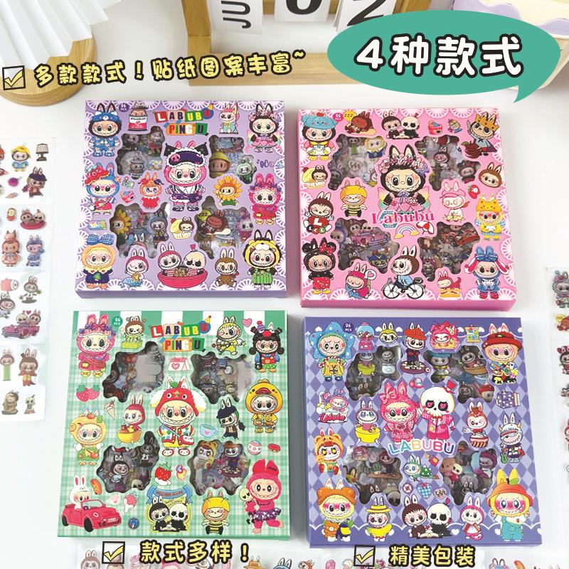 new cute cartoon stickers automobiles curtain cloth 96 hand account stickers gift box children creative waterproof material stickers