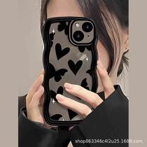 ins black love butterfly phone case for iphone13pro big wave apple 11/14 protection ferrule 7
