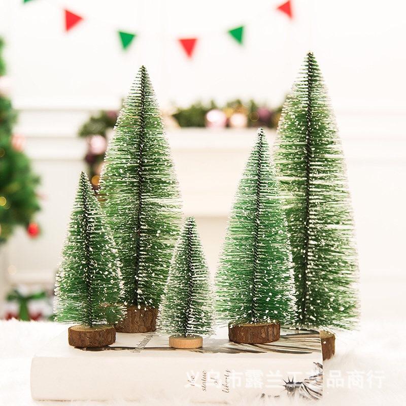 Hot Selling Christmas Decorations Christmas Tree Ornaments Mini Sticky White Christmas Pine Tree Desktop Ornaments