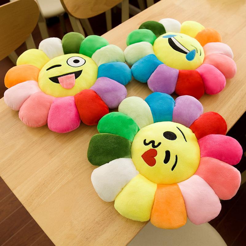 cartoon colorful sun flower cushion petal plush toy waist cushion pillow office long sitting chair cushion seat cushion details Picture