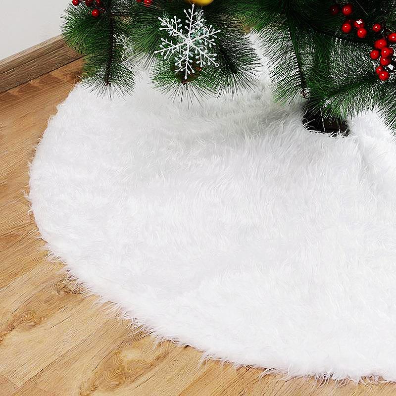 Christmas Tree Skirt New Decorations Holiday Supplies White Apron Plush Rabbit Fur Ball Embossed Christmas Tree Group