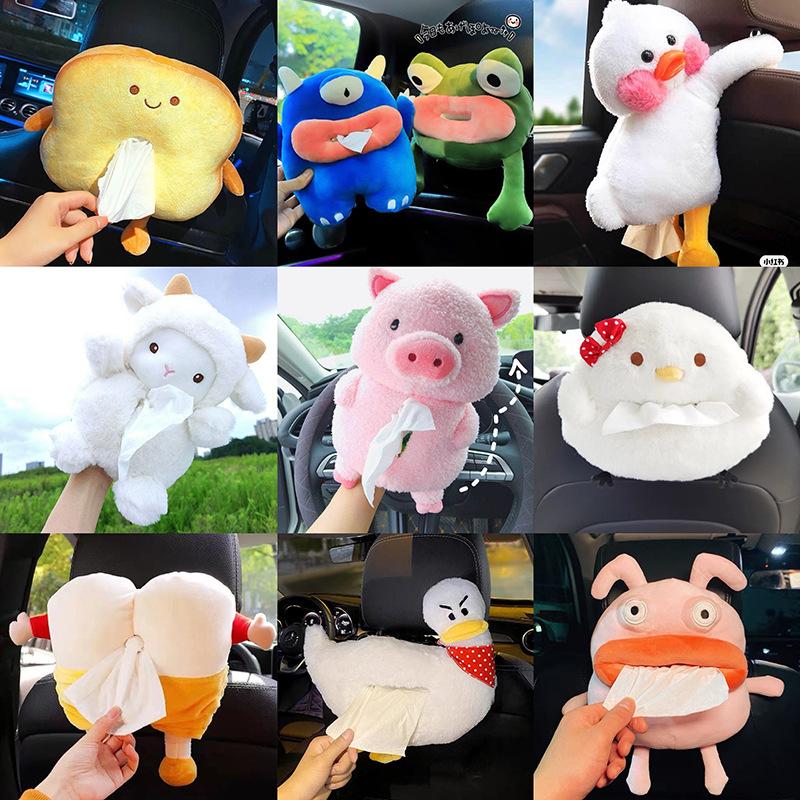 Xinnong Cute Cartoon Automobile Armrest Box Cover Tissue Box Creative Car Hanging Tissue Box Seat Back Tissue Bag