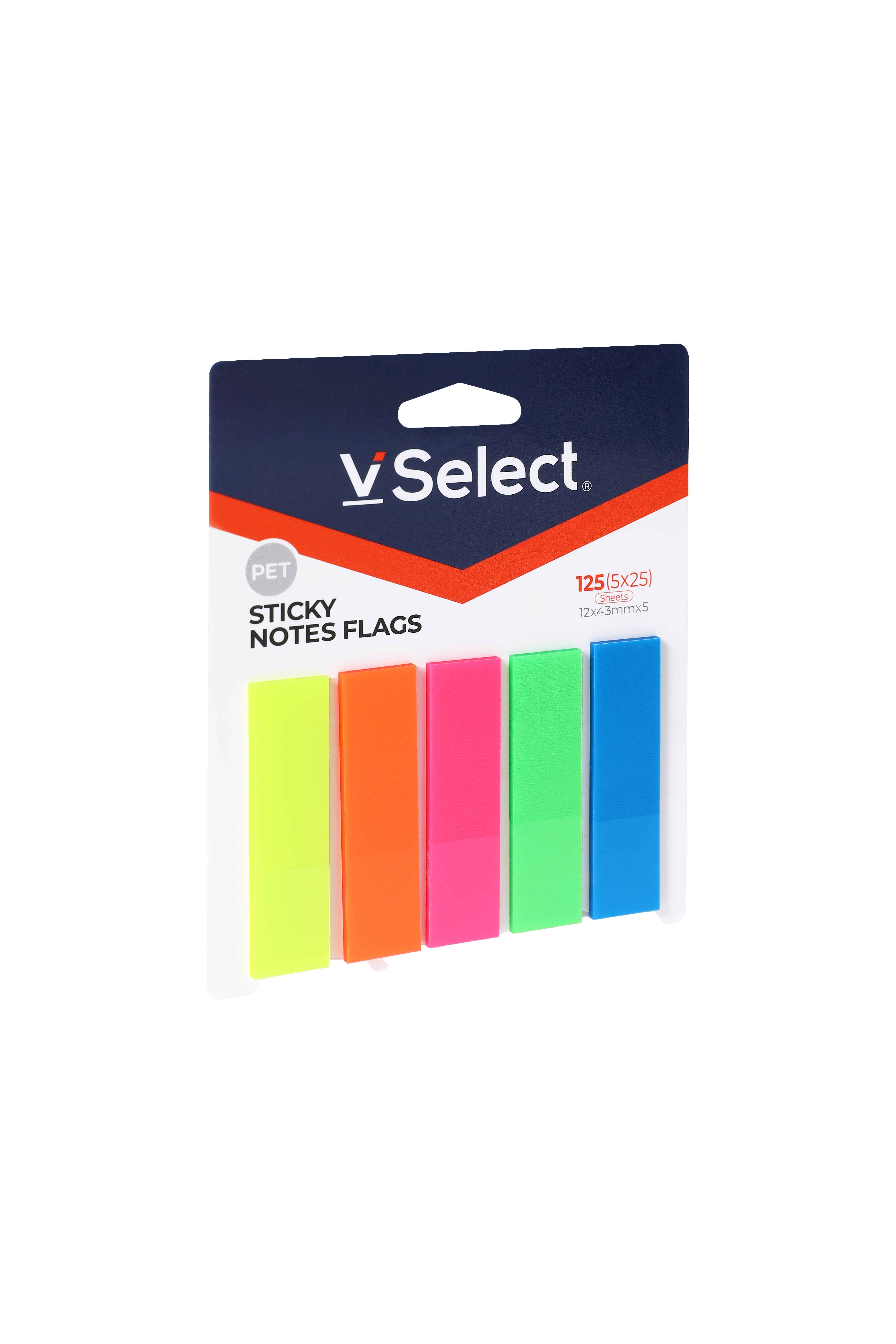 "12*43mm PET long fluorescent 5-color sticky notes, 125 sheets, exclusively for export, minimum order quantity one box