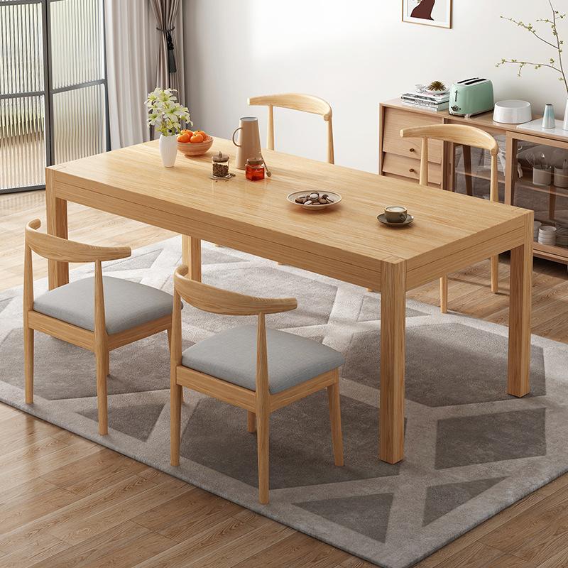 solid wood dining tables and chairs set simple modern rubber wood household dining table nordic wood color small apartment dining table