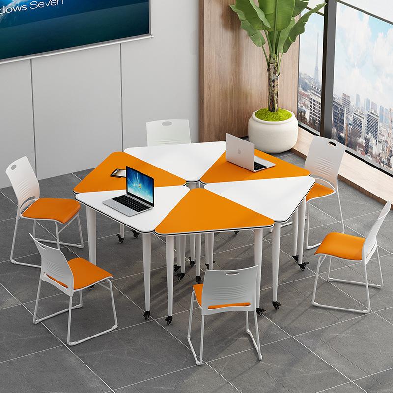 smart classroom table six sides student desk moving wheels training table hosting table splicing conference multimedia combination table