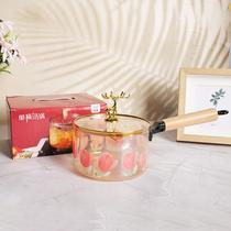 single-handle pot amber borosilicate glass soup pot milk pot instant noodle pot home naked-fire