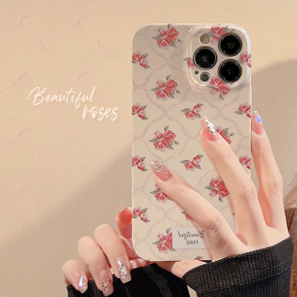 Zhao Lusi Same Floral Iphone14pro Max Apple 15 Phone Case 13 Feilin 11 Suitable for 12 Glossy X