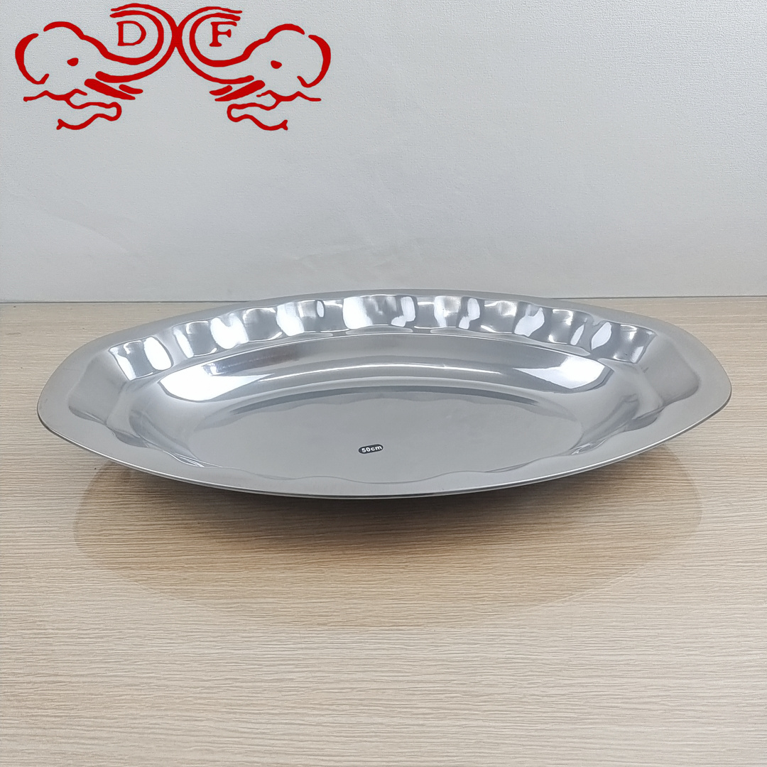 DF99001 Thickened stainless steel Magnolia plate Round lily flower plate fruit dessert plate Multi-purpose dining hall dish DF TRADINGHOUSE full figure