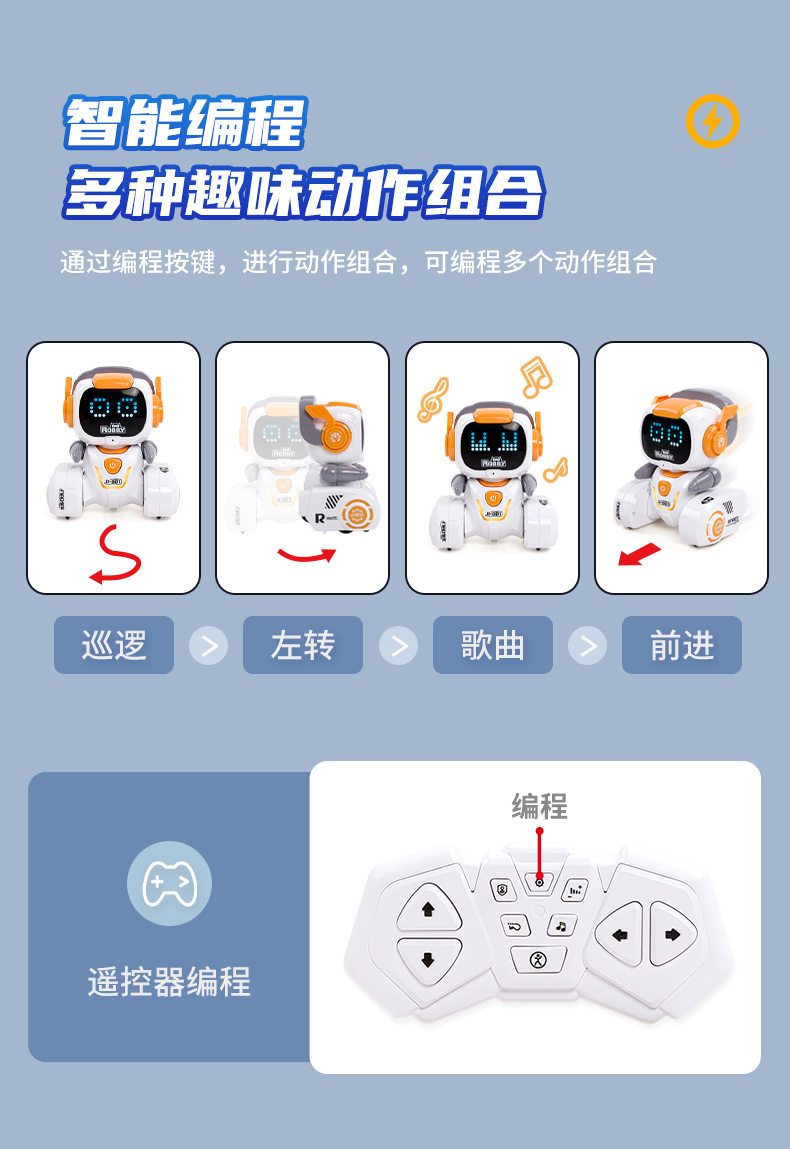 网红爆款儿童智能遥控机器人电动音乐灯光感应编程自动演示跳舞机器人跨境学习早教机儿童智能机器人会说会走会唱启蒙宝宝益智玩具详情8