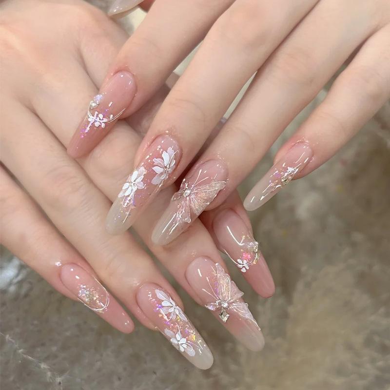 internet hot wear nail wholesale pure desire style bean half-handmade gradient nail tips removable nail patch