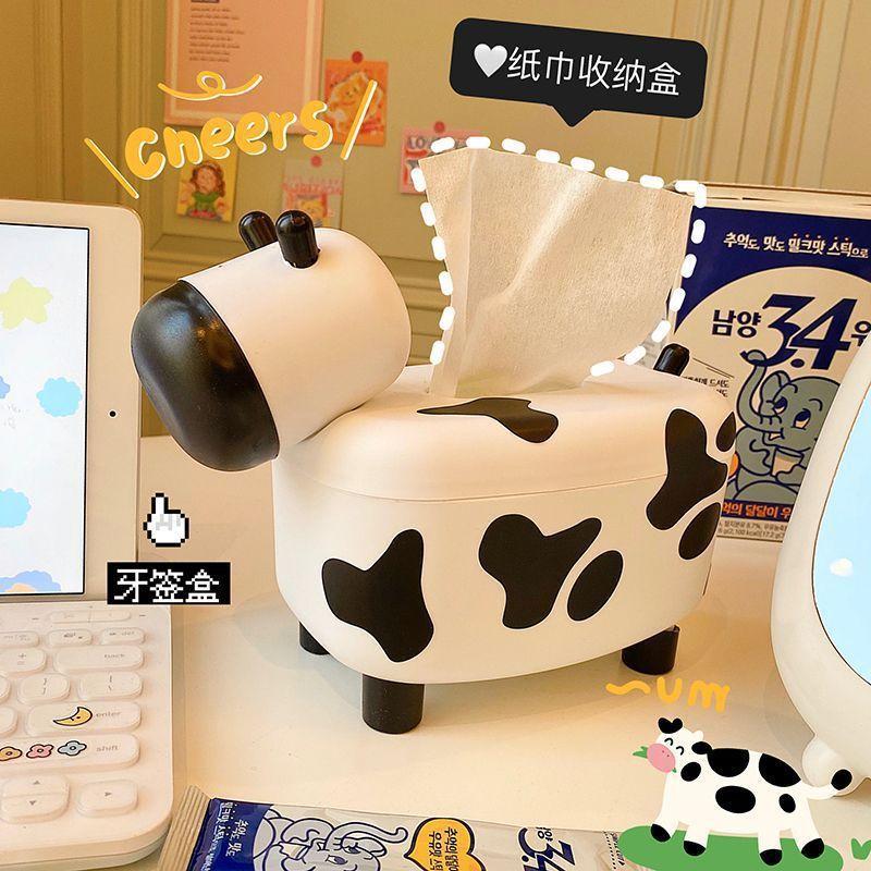 cute cow tissue box multi-functional household tissue storage living room dining room tissue toothpick dual-use