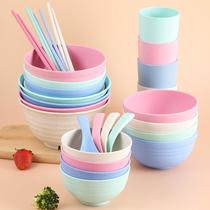 plastic bowl set bowl set extra large plastic rice bowl soup bowl salad bowl water cup children's plastic spoon chopsticks bowl set