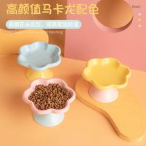 creative flower ceramic bowl cartoon bowl anti-tumble pet food basin water wrist snack dish can plate