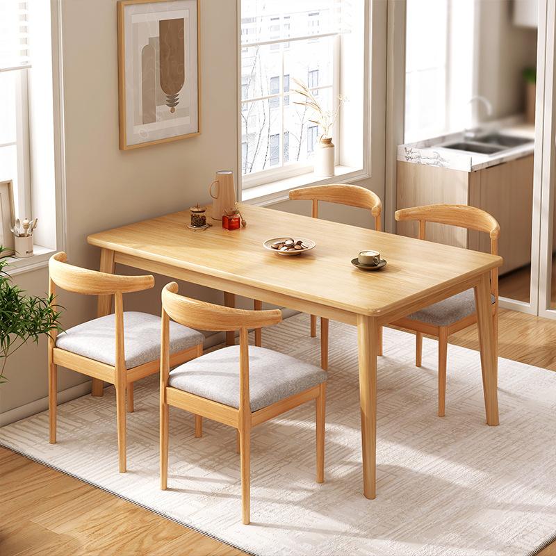 dining table household small apartment modern simple rectangular solid wood leg dining table dining table and chair combination household small table