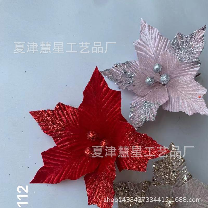 christmas festival gold pink christmas flower simulation flower christmas garland accessories christmas tree decoration christmas accessories wholesale