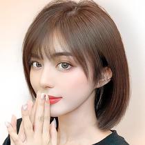 Wig Natural Real Hair Full Real Human Hair Female Long Hair Full-Head Wig Style Short Hair Fashion New Hairstyle Full Top Hat Wig