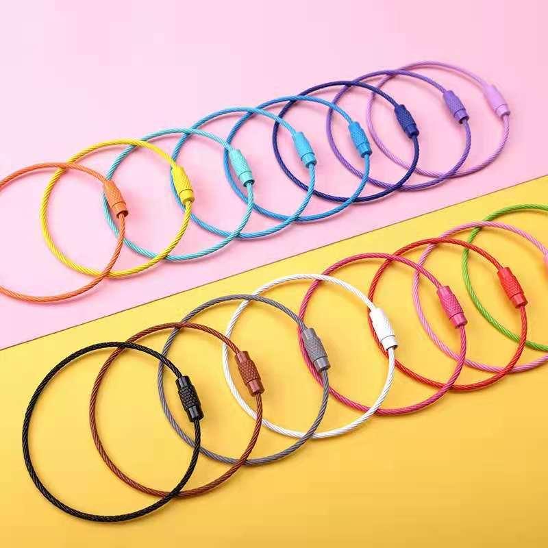 Candy Color Creative Keychain Ornament Accessories DIY Color Paint Steel Traveller Key Ring Circle Function Buckle Manufacturer