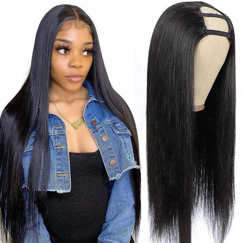 u part wig straight human hair u-shaped mechanism head cover human hair cross-border
