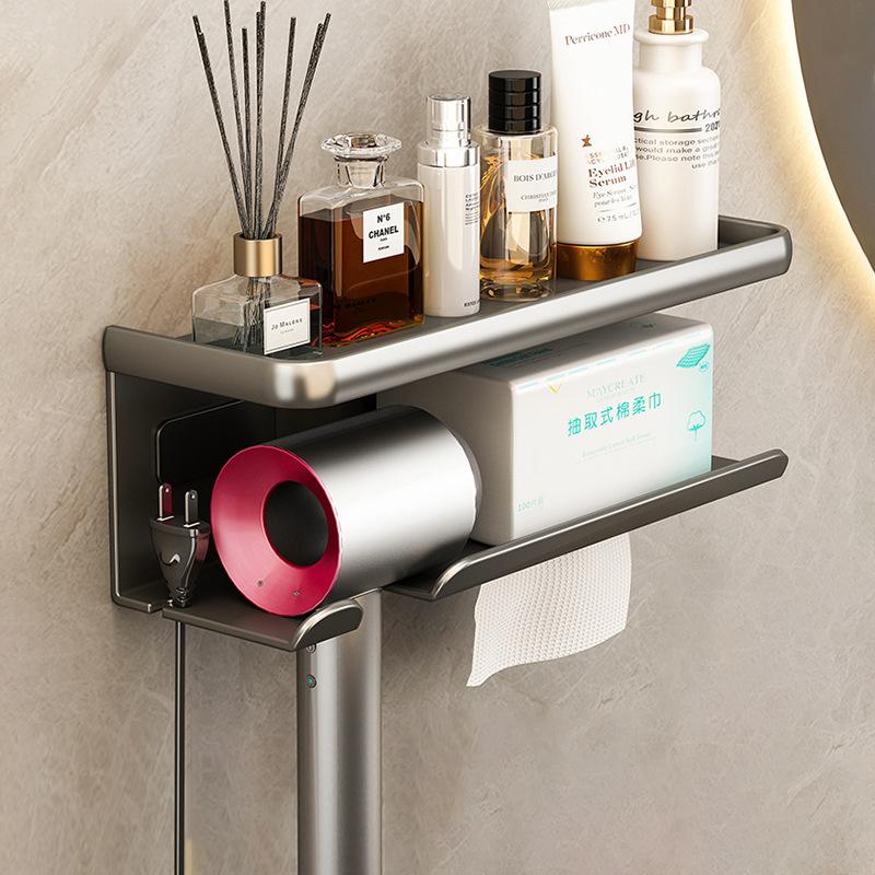 hair dryer rack bathroom storage hair dryer holder punch-free bathroom vanity rack