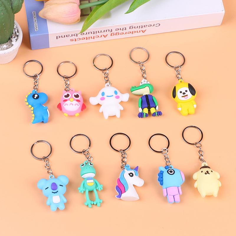 cartoon pvc three-dimensional flexible rubber key chain 3d silicone car key pendant school souvenir ornaments customized male