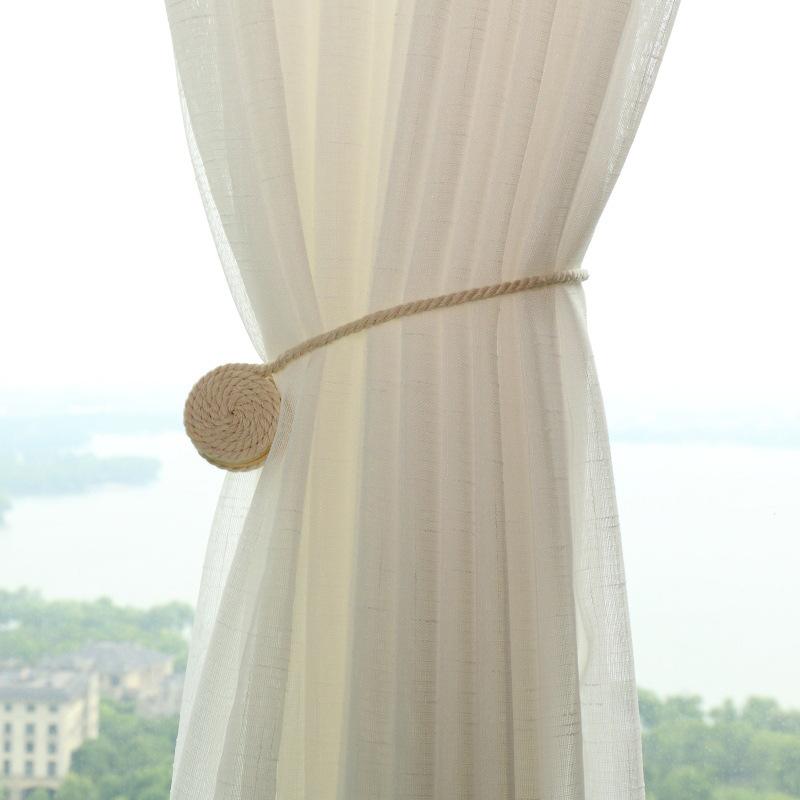 factory direct sales for amazon fashion creative curtain lace-up magnetic buckle cotton string punch-free cute magnetic snap lace-up