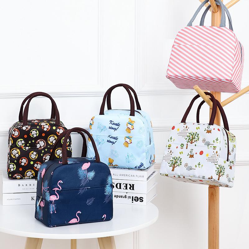 Large Capacity Korean Fresh Printed Insulated Bag Ice Pack Printed Lunch Bag Portable Portable Lunch Bag Spot