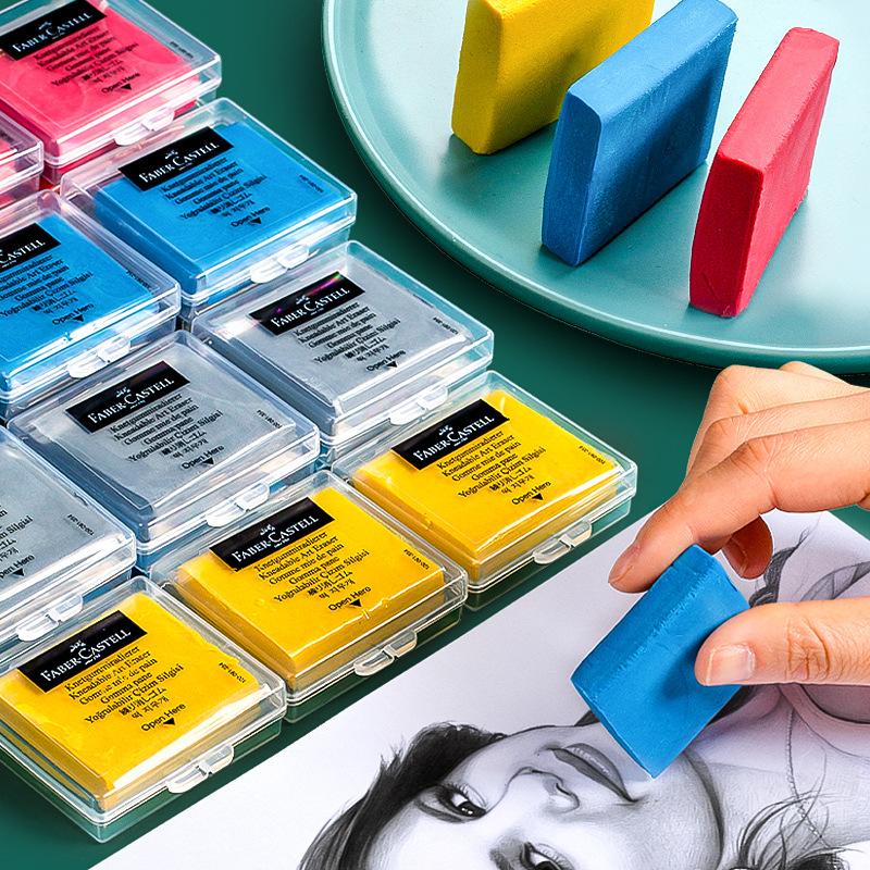 german faber-castell plastic rubber color gray boxed plasticene stationery art student sketch highlighter eraser