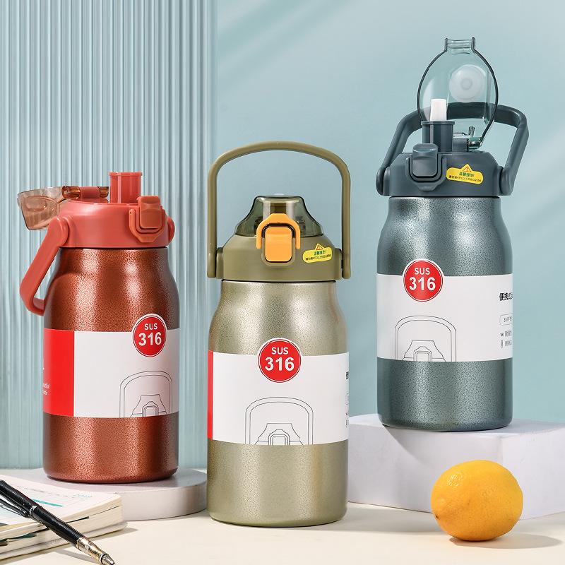 insulation pot outdoor household stainless steel insulation cup thermo handle large capacity cup with straw travel large bottle wholesale
