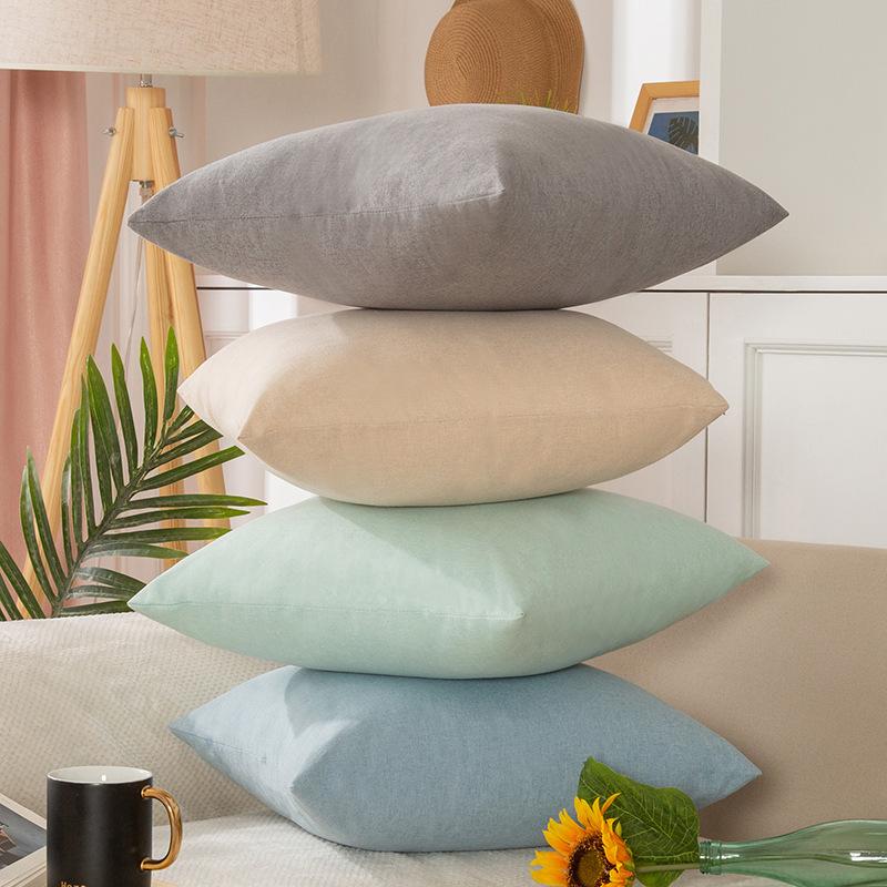 plain nordic style ins solid color pillow linen office sofas cushion car cushion living room lumbar support waist pillow