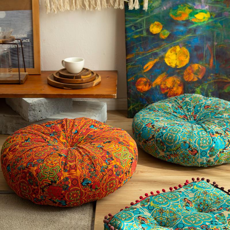 amazon cotton and linen fabric floor cushion futon tatami cushion large round cushion thickened square seat cushion