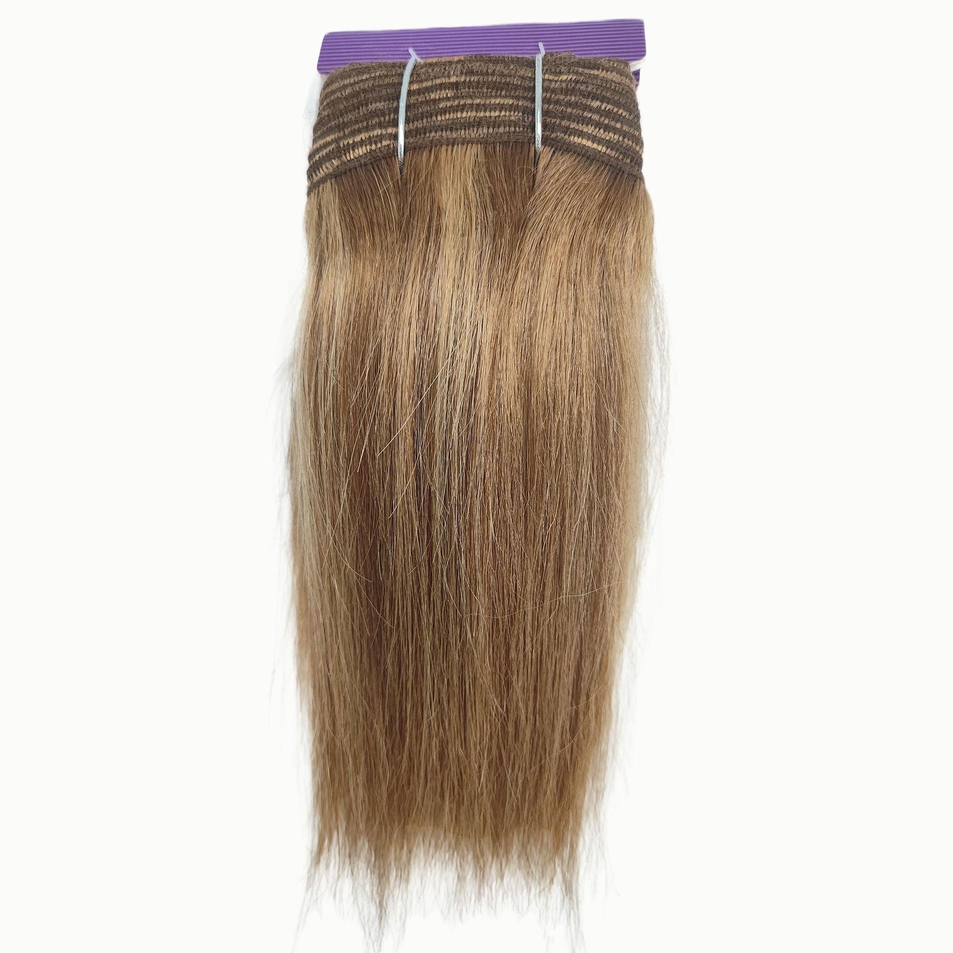 Hair Weft Clockwork Weak Yaki Real Human Hair Multi-Color European and American Style Wig Foreign Trade Wholesale Overseas
