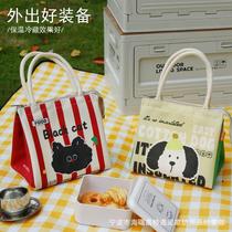 insulated lunch box bag office worker portable faux leather large capacity lunch bag commuter good-looking primary school student