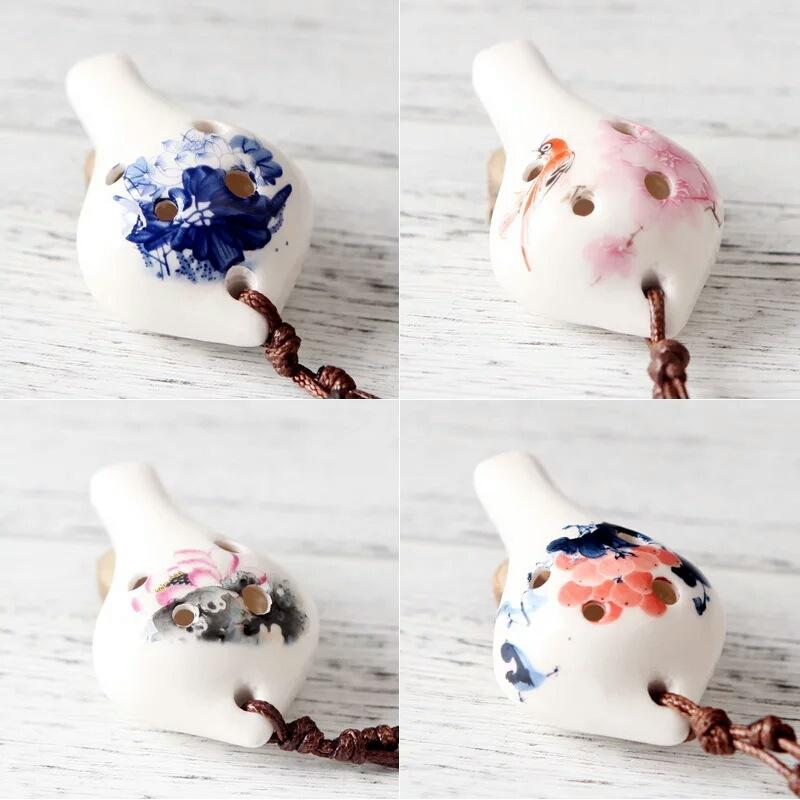 ocarina 6-hole ceramic six-hole ocarina free lanyard children's musical instrument hot sale at scenic spot crafts souvenir toy