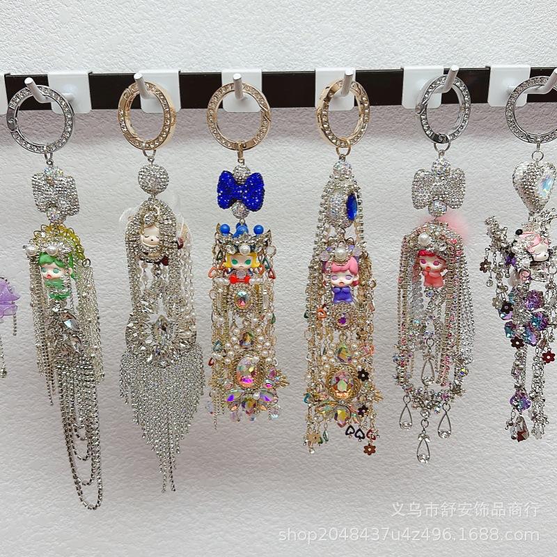 genuine cute grain exquisite rhinestone tassel mobile phone charm rhinestone ball mobile phone charm handbag pendant key buckle earphone box hanging ornaments