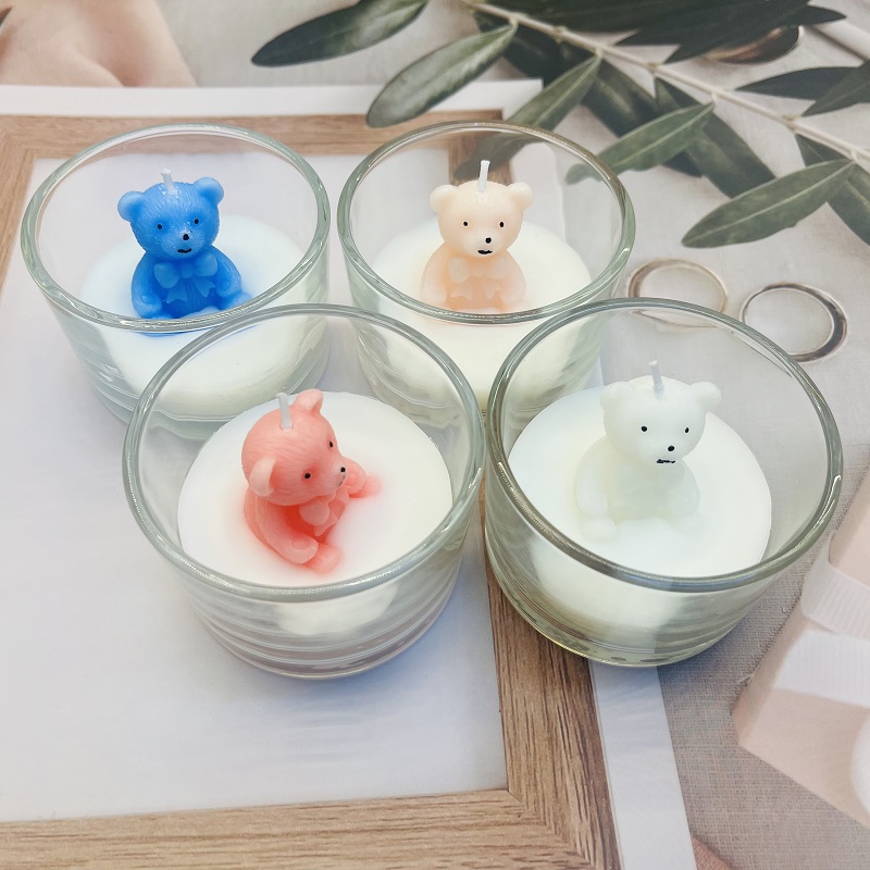Little Bear glass, scented candles, souvenirs, wedding gifts, scented gifts, birthday candles, paraffin ornaments, decorative candles, scented candles, Christmas tree candles, Christmas scented candles, Happy birthday candles, scented candles pic 1