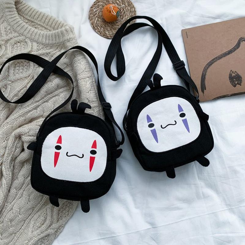Cartoon Bag Crossbody Bag Women Canvas Bag Student Small Bag Japanese 2024 Ugly and Cute Simple Crossbody Girl's Crossbody Pouch