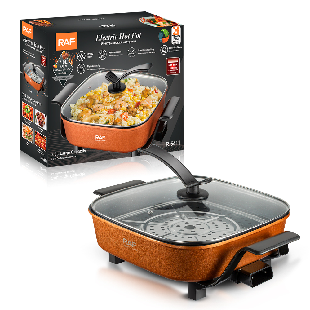 RAF Cross-border European Standard household multi-functional pizza machine 7L multi-functional all-in-one electric wok, electric hot pot, non-stick hot pot details Picture