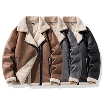 autumn and winter motorcycle clothing men trendy brands loose suede fleece padded coat high street fashionable casual pu handsome collar jacket