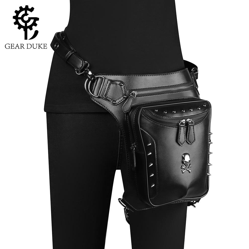 new leather bag female rivet punk tactical knight waist bag female european and american outdoor riding crossbody motorcycle bag