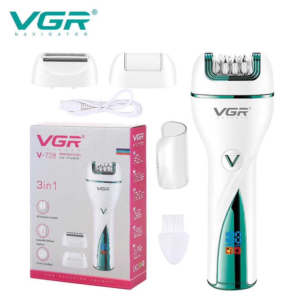 vgr cross-border lady shaver three-in-one for women only charging digital display tweezers electric depilator new v-728