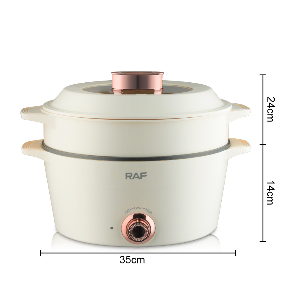 RAF European standard cross-border multi-functional electric cooking pot, household electric frying pot, non-stick pot, electric cooking pot, steamer, 5L+7L Specification drawing