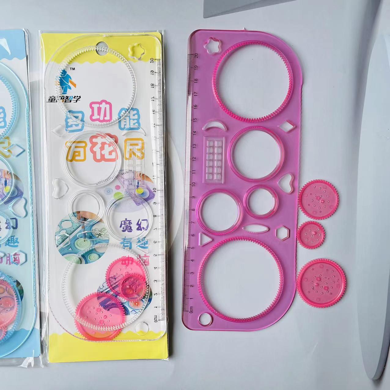 children's changeable multifunctional ruler primary school students educational geometry drawing ruler hollow hole ruler spirograph ruler