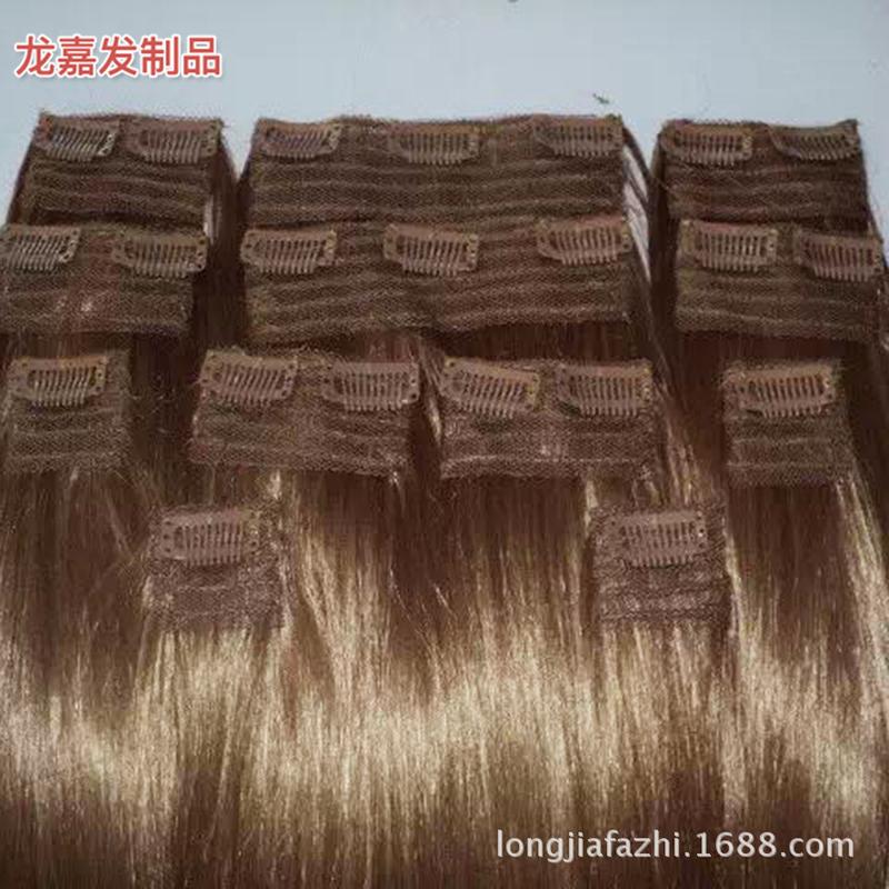 shandong zhenren hairpiece clip factory customized human hair extension hair weft hair piece one piece hairpiece clip in stock