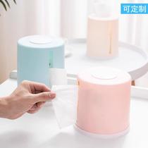 chart drum tissue box coffee table top round roll paper box household round side pumping roll holder plastic tissue box